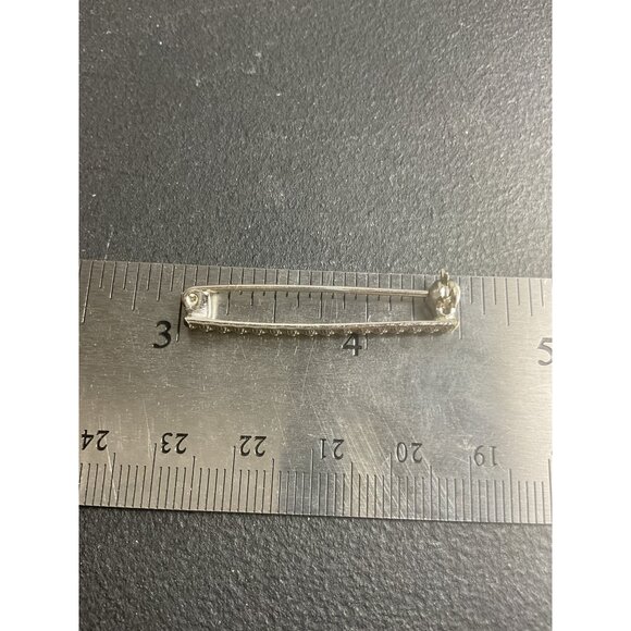 Vintage Silver Tone Rhinestone Brooch Pin With Safety Clasp - Picture 3 of 3